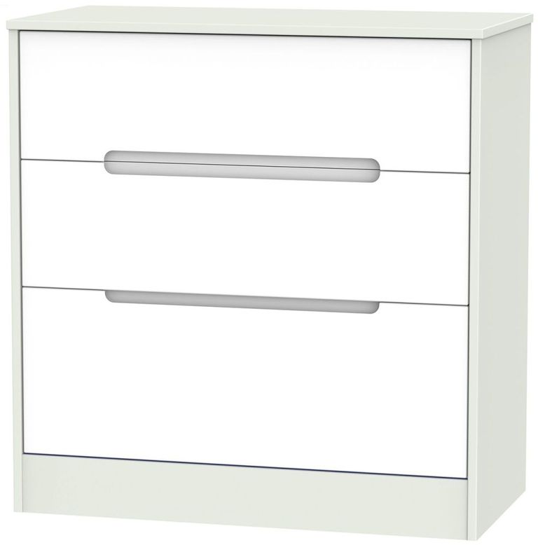 Monaco White and Cashmere 3 Drawer Deep Chest