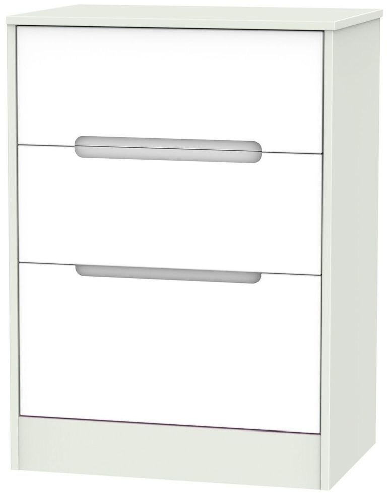 Monaco White and Cashmere 3 Drawer Deep Midi Chest