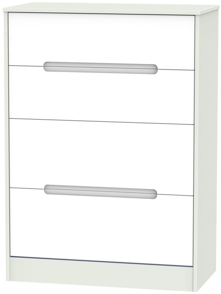 Monaco White and Cashmere 4 Drawer Deep Chest