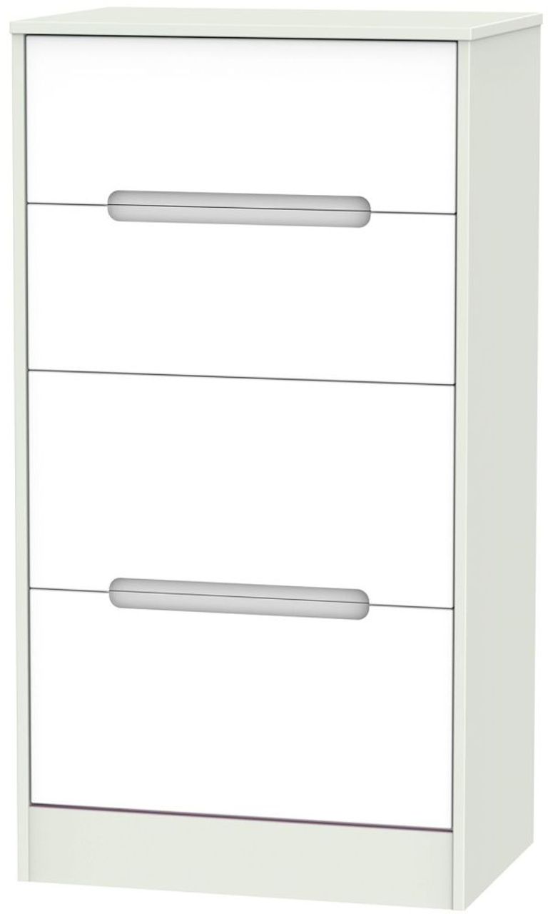 Monaco White and Cashmere 4 Drawer Deep Midi Chest