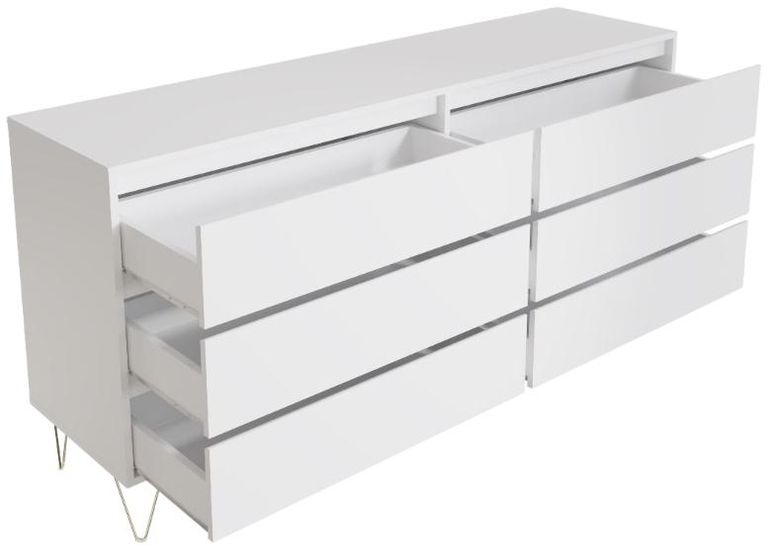 Montour White 6 Drawer Wide Chest