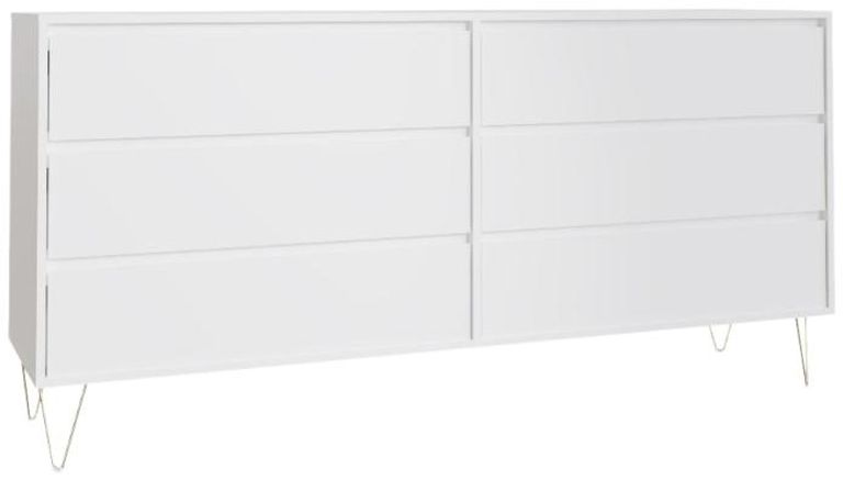 Montour White 6 Drawer Wide Chest