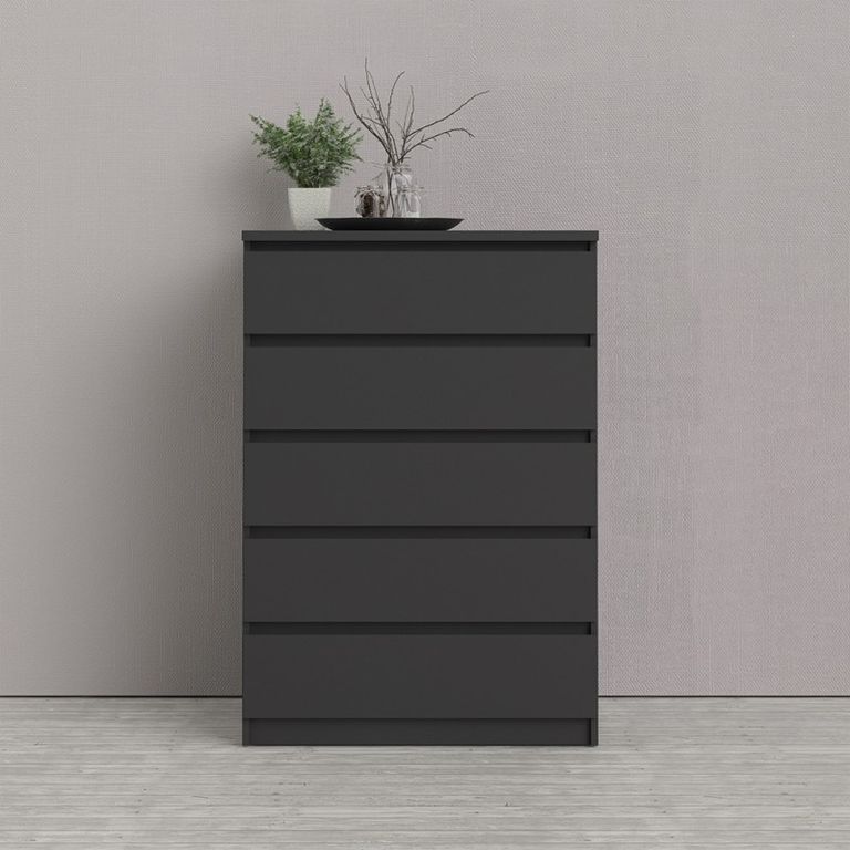 Naia Black 5 Drawer Chest