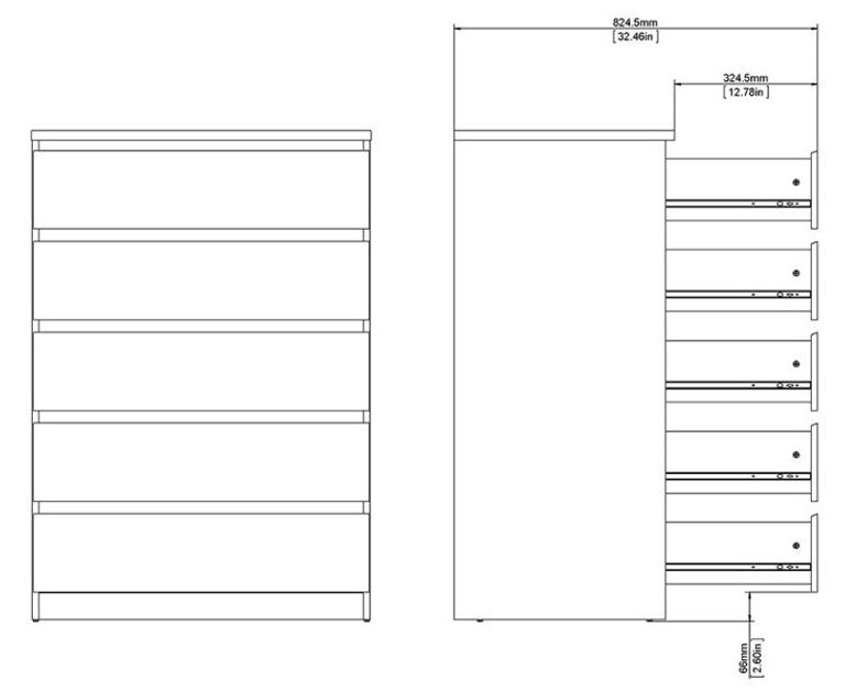Naia Black 5 Drawer Chest