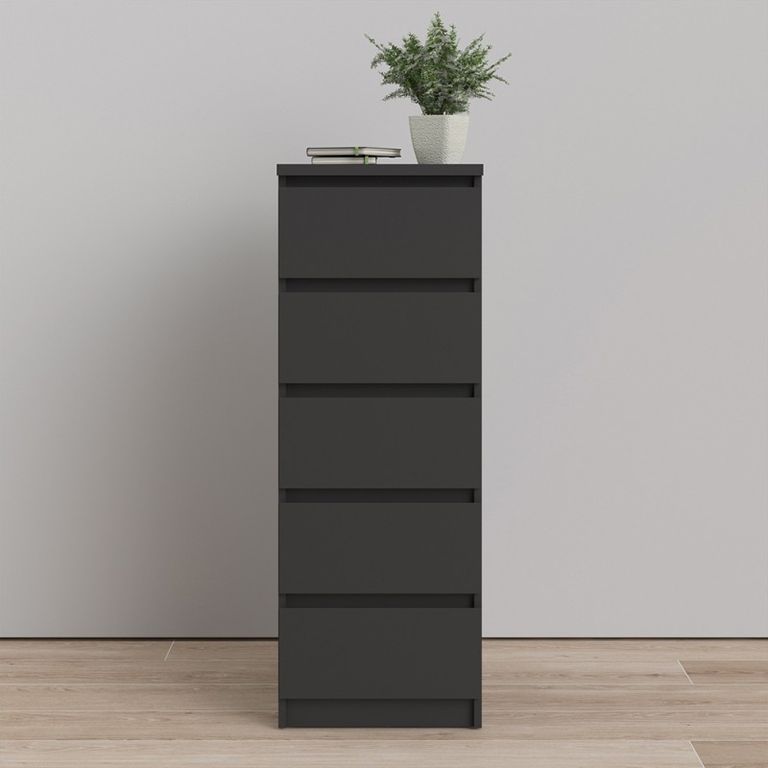 Naia Black 5 Drawer Narrow Chest
