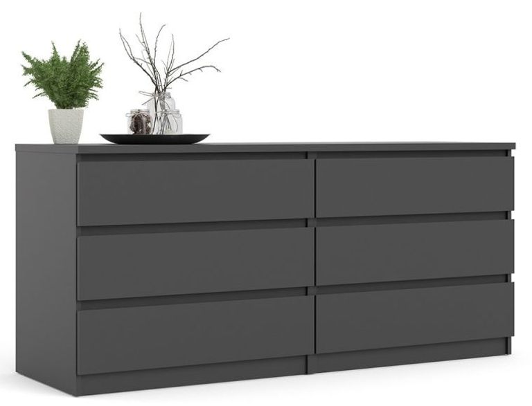 Naia Black 6 Drawer Wide Chest