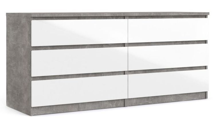 Naia Grey Concrete Effect 6 Drawer Wide Chest