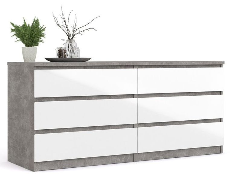 Naia Grey Concrete Effect 6 Drawer Wide Chest
