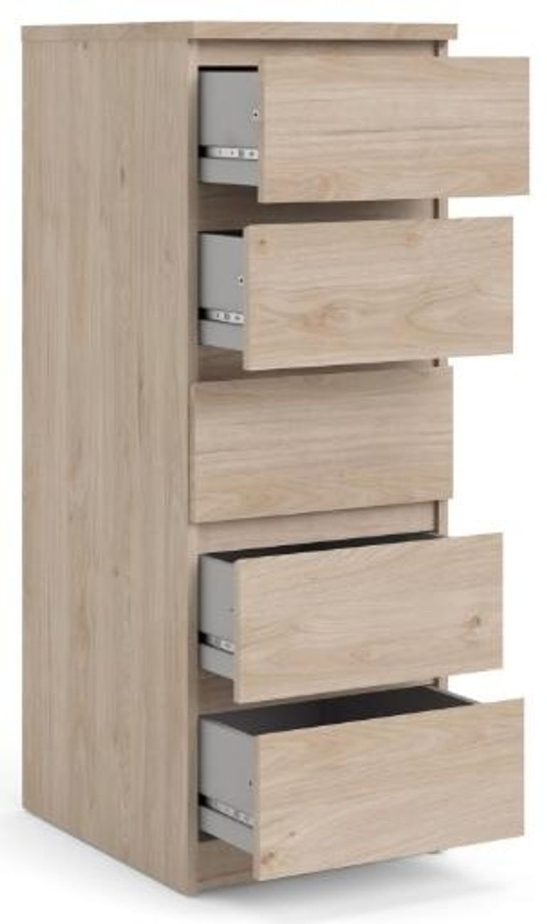 Naia Oak Effect 5 Drawer Narrow Chest