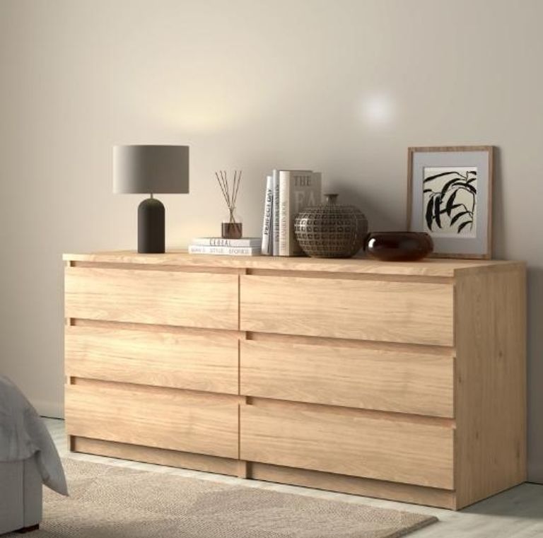 Naia Oak Effect 6 Drawer Wide Chest