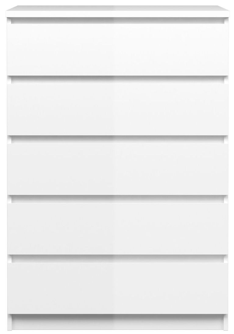 Naia White Gloss 5 Drawer Chest
