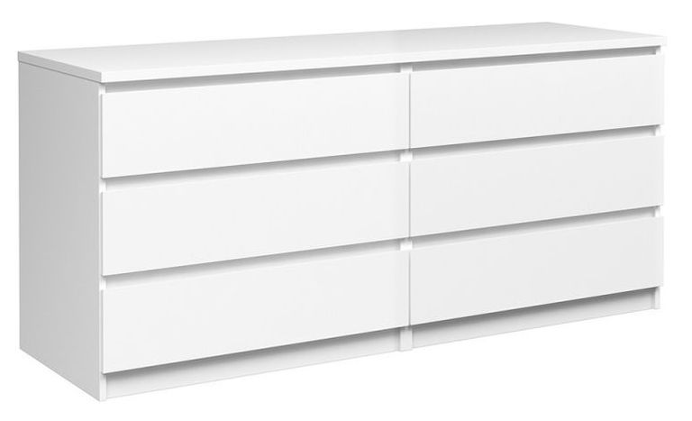 Naia White Gloss 6 Drawer Wide Chest