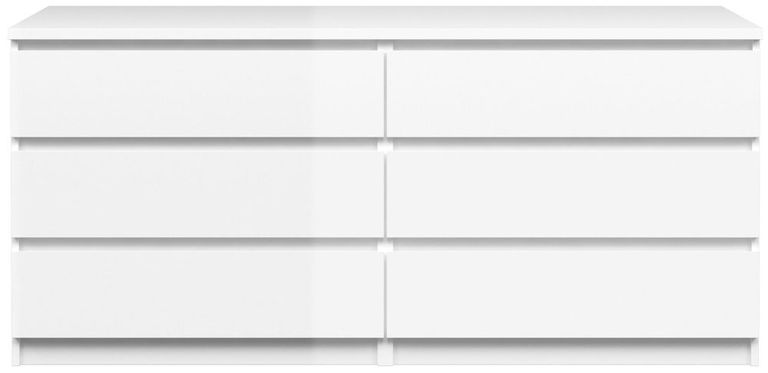 Naia White Gloss 6 Drawer Wide Chest
