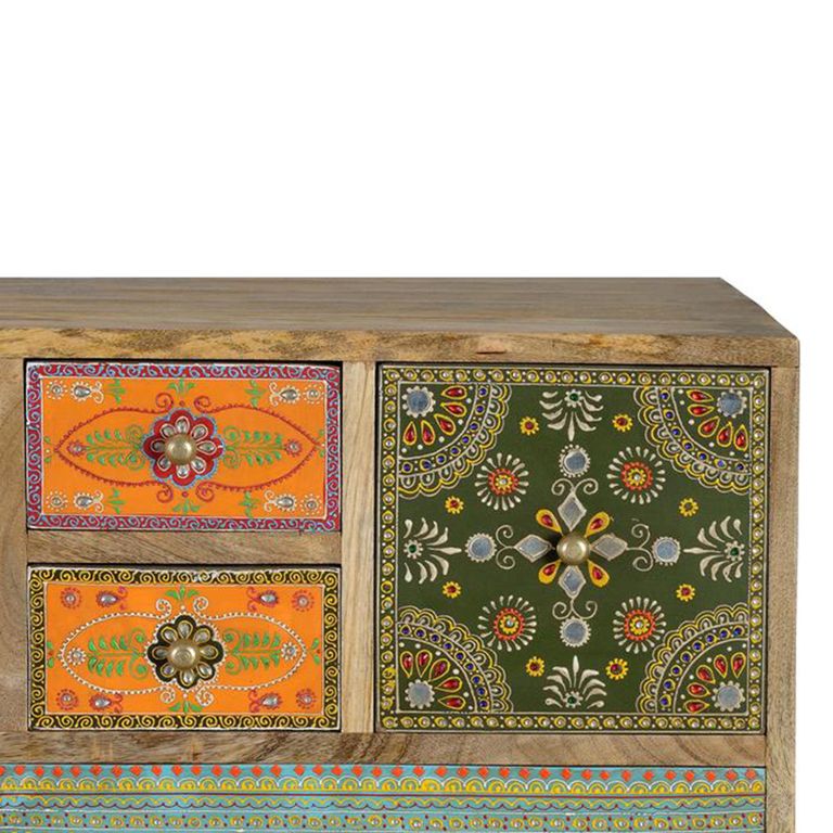 Nazlini Cabinet - Mango Wood - Painted - Multi Drawer - Wide