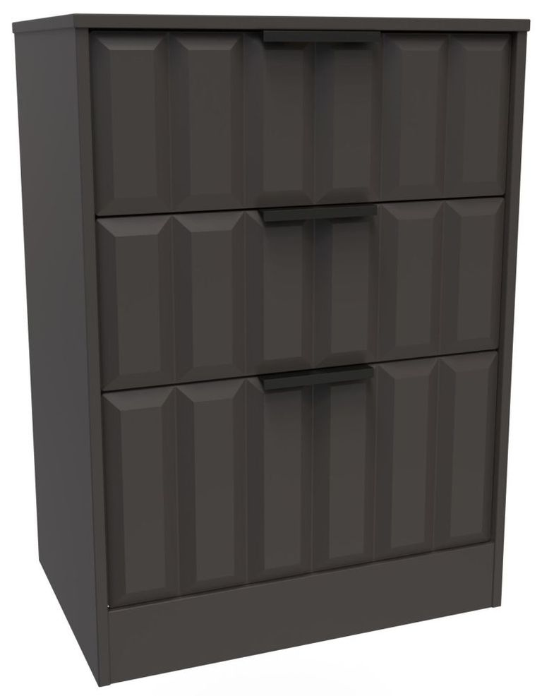 New York Graphite 3 Drawer Deep Midi Chest