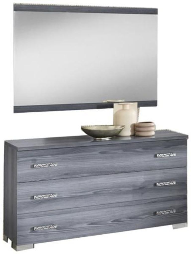 Nicole Grey Italian 3 Drawer Dresser with Mirror