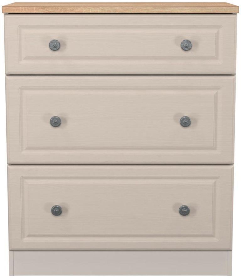 Norfolk Cashmere and Oak Effect 3 Drawer Deep Chest