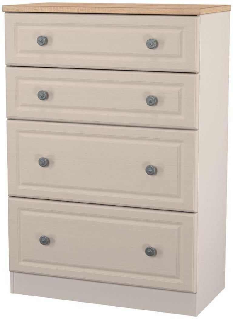 Norfolk Cashmere and Oak Effect 4 Drawer Deep Chest
