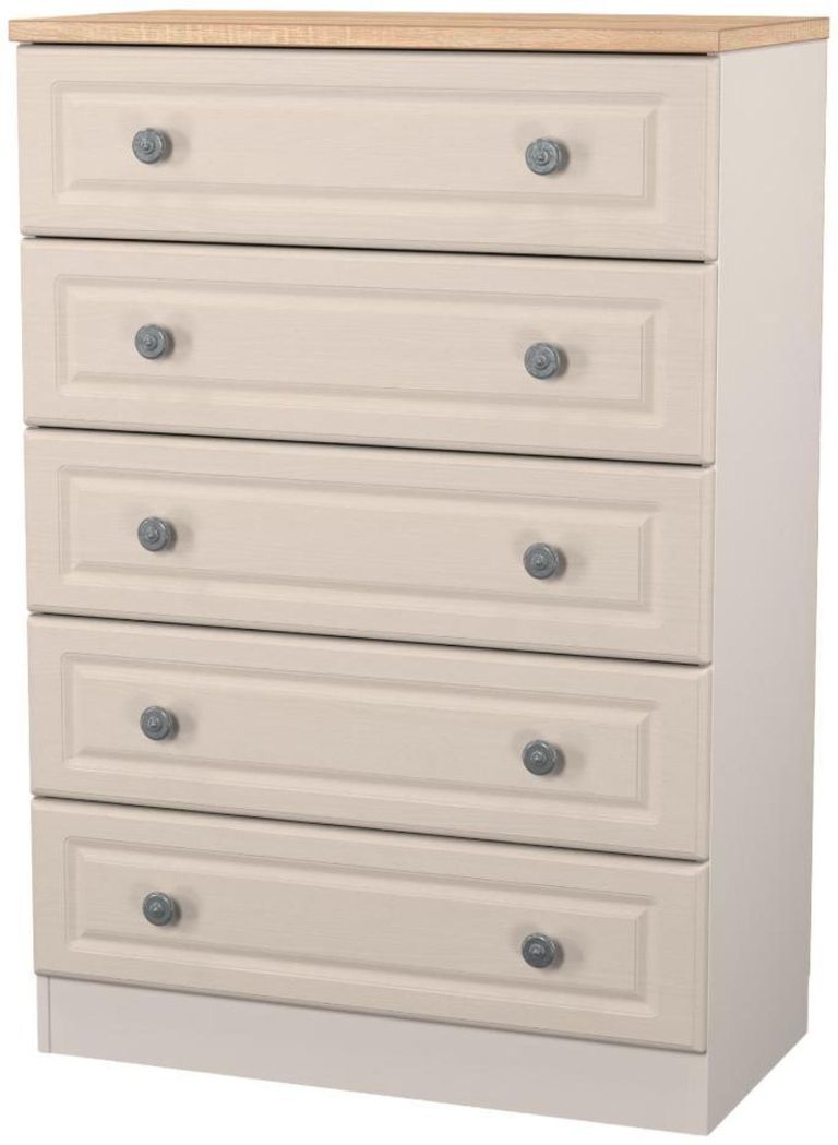 Norfolk Cashmere and Oak Effect 5 Drawer Chest