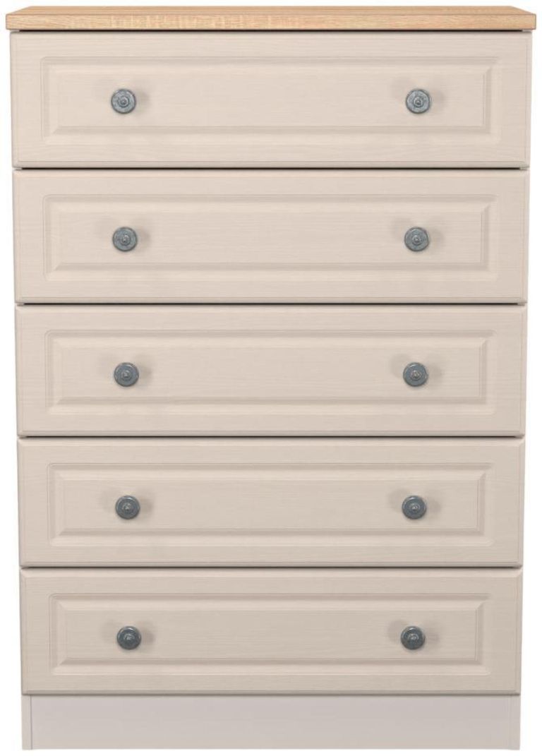 Norfolk Cashmere and Oak Effect 5 Drawer Chest