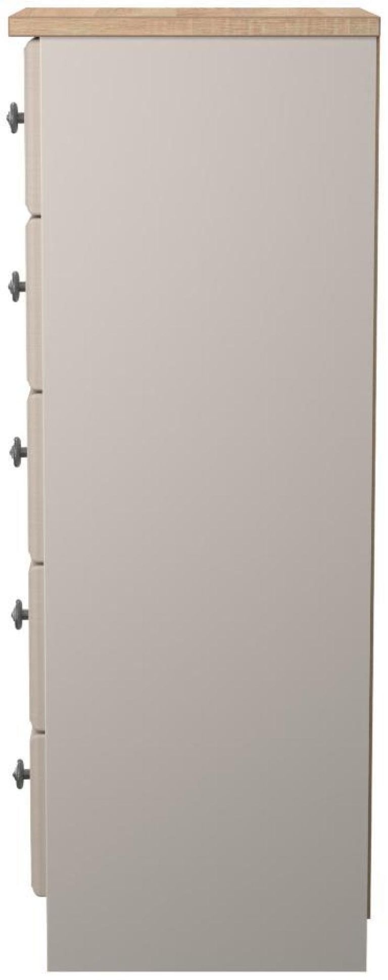 Norfolk Cashmere and Oak Effect 5 Drawer Narrow Chest