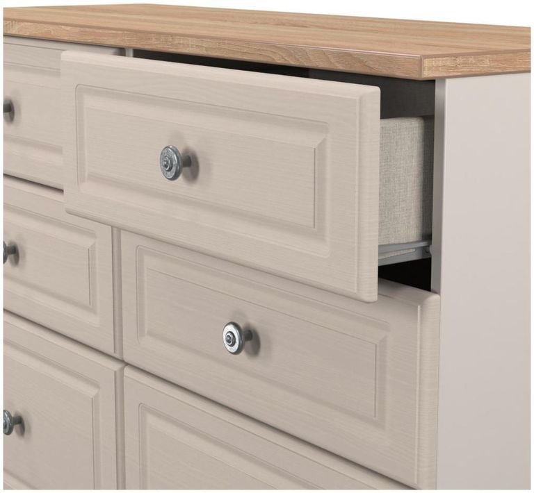Norfolk Cashmere and Oak Effect 6 Drawer Midi Chest