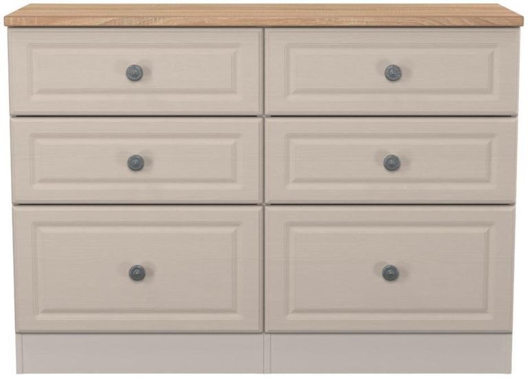 Norfolk Cashmere and Oak Effect 6 Drawer Midi Chest