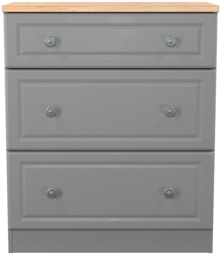 Norfolk Grey and Oak Effect 3 Drawer Deep Chest