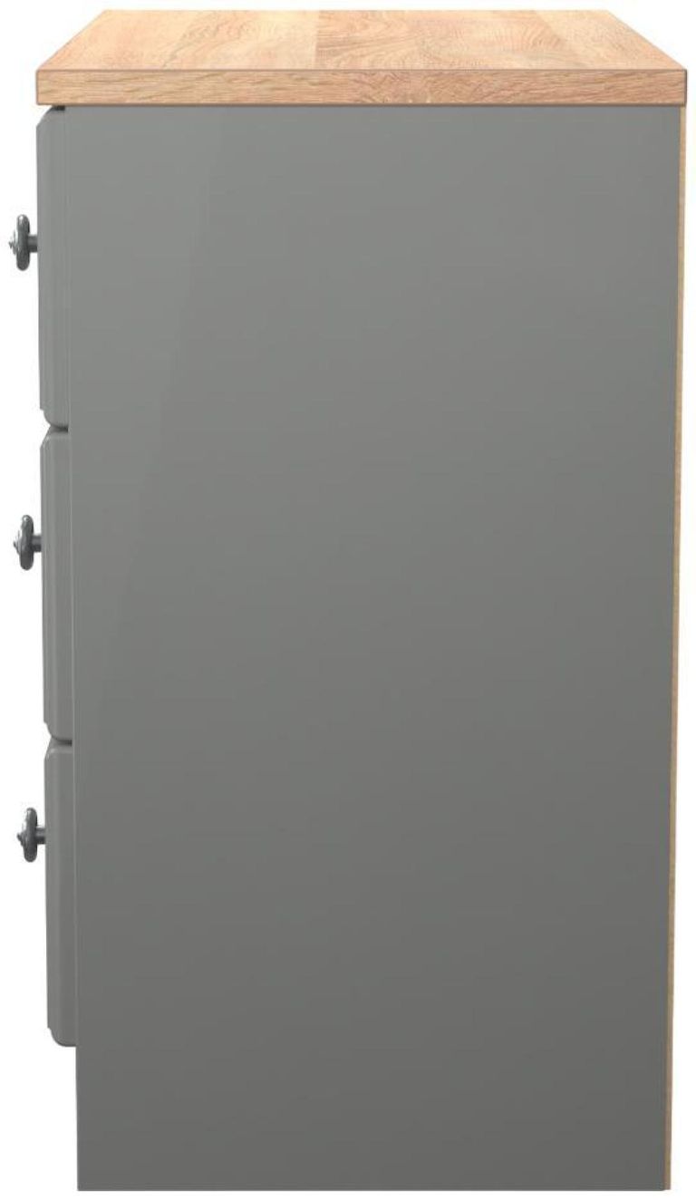 Norfolk Grey and Oak Effect 3 Drawer Small Chest