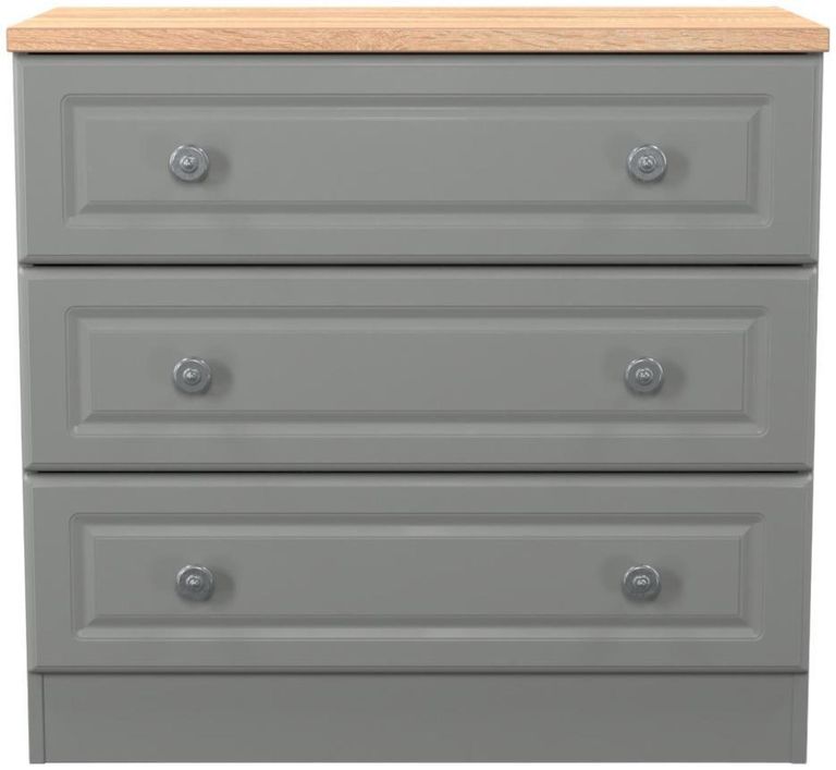 Norfolk Grey and Oak Effect 3 Drawer Small Chest