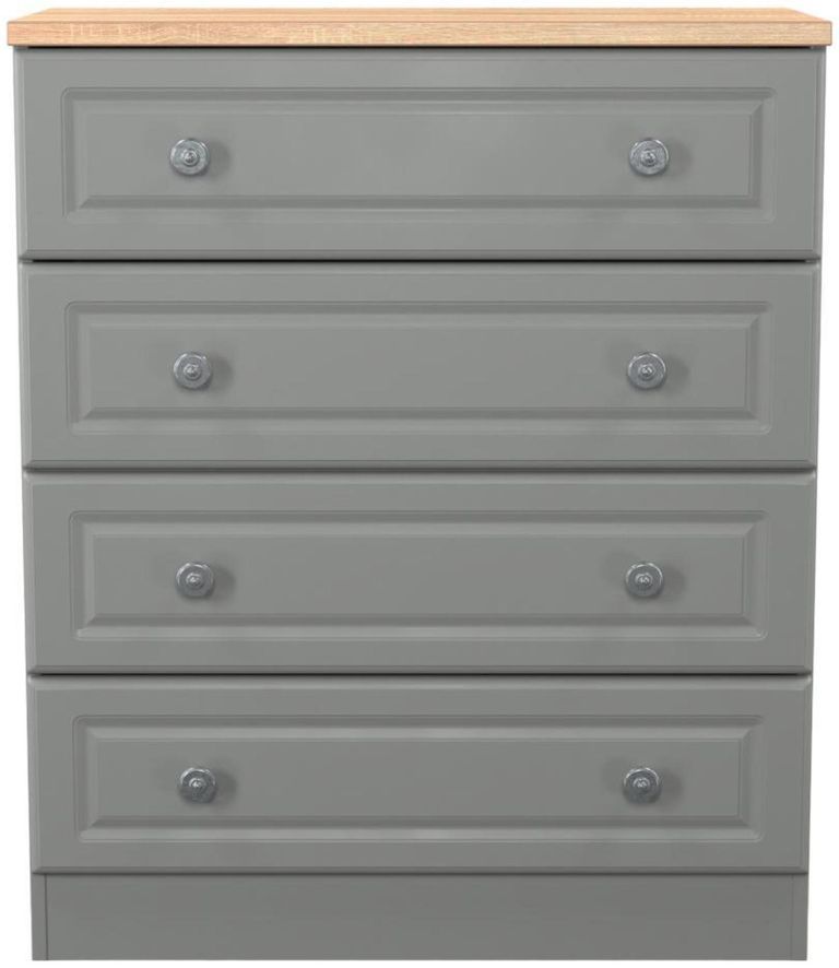 Norfolk Grey and Oak Effect 4 Drawer Chest