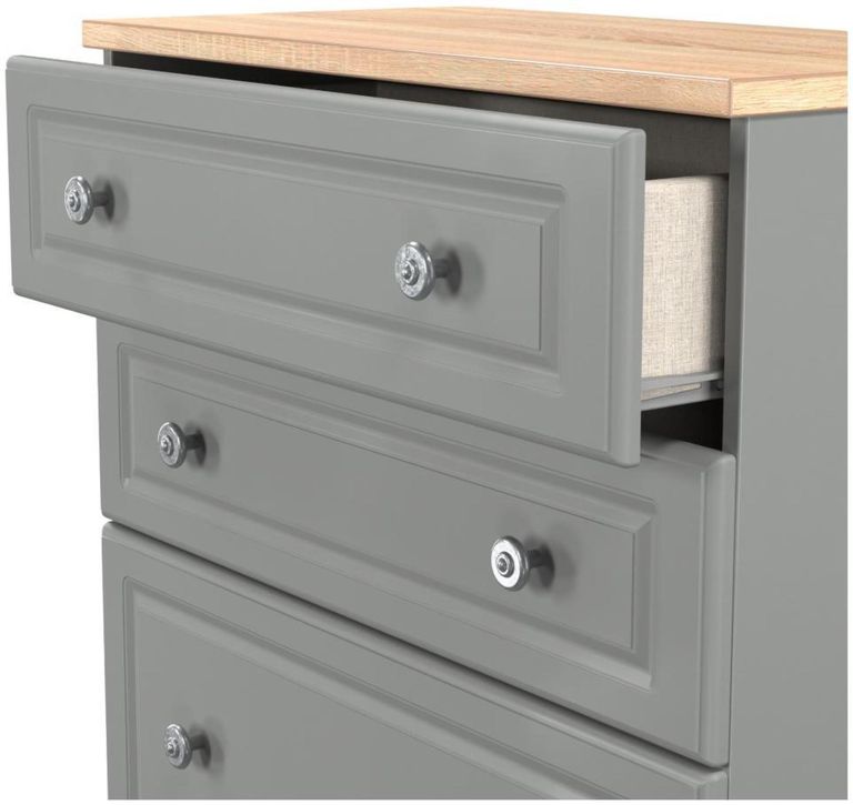 Norfolk Grey and Oak Effect 4 Drawer Deep Chest