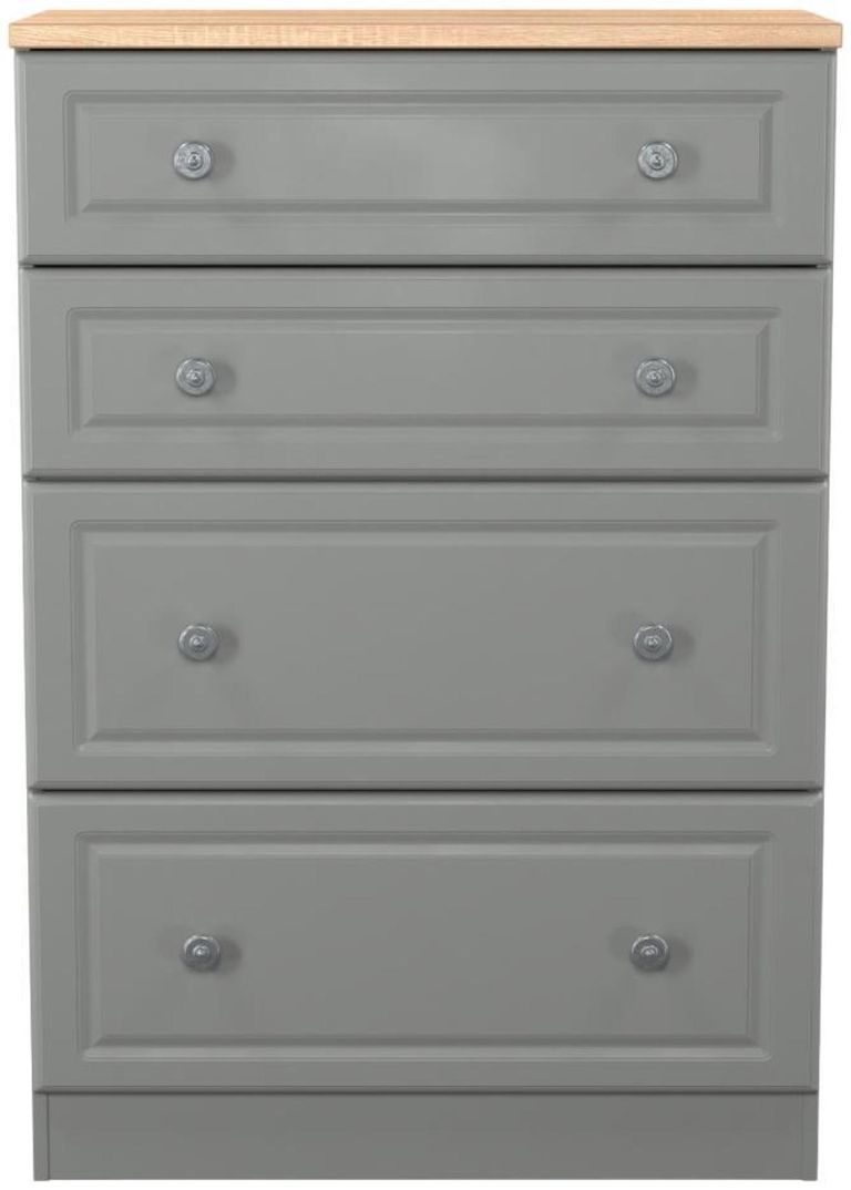 Norfolk Grey and Oak Effect 4 Drawer Deep Chest