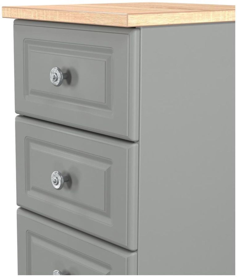 Norfolk Grey and Oak Effect 5 Drawer Narrow Chest