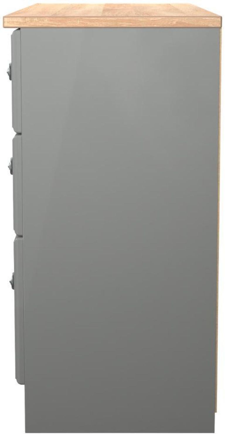 Norfolk Grey and Oak Effect 6 Drawer Midi Chest