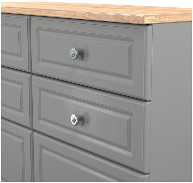 Norfolk Grey and Oak Effect 6 Drawer Midi Chest