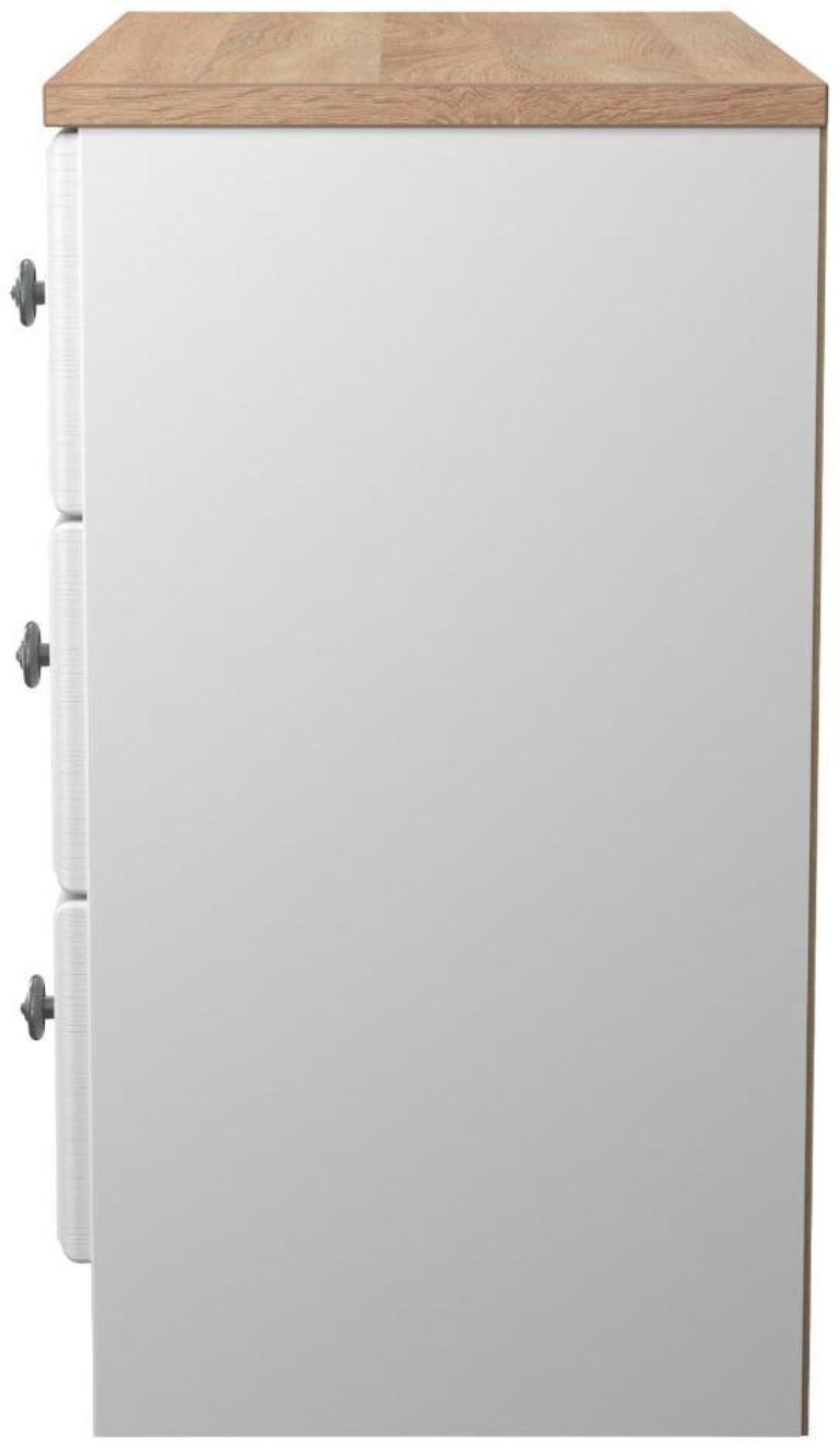 Norfolk White and Oak Effect 3 Drawer Small Chest