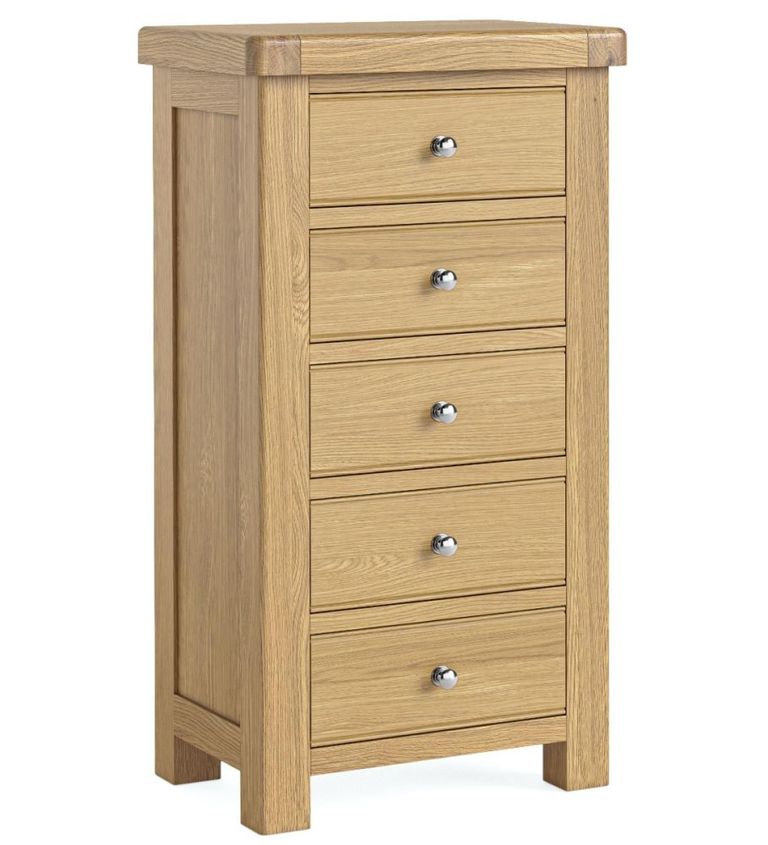 Normandy Chest - 5 Drawer Tallboy - Oak