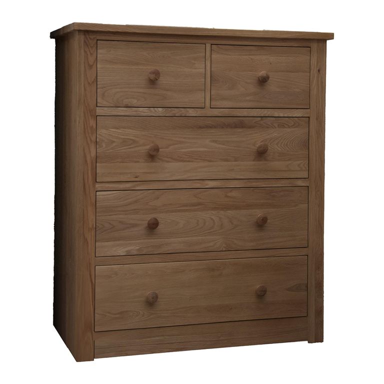 Torino Chest of Drawers - 3+2 Drawer - Wide - Oak