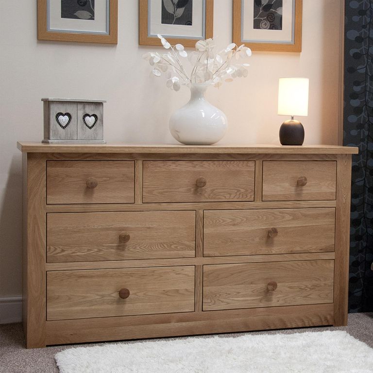 Torino Chest of Drawers - 4+3 Drawer - Wide - Oak