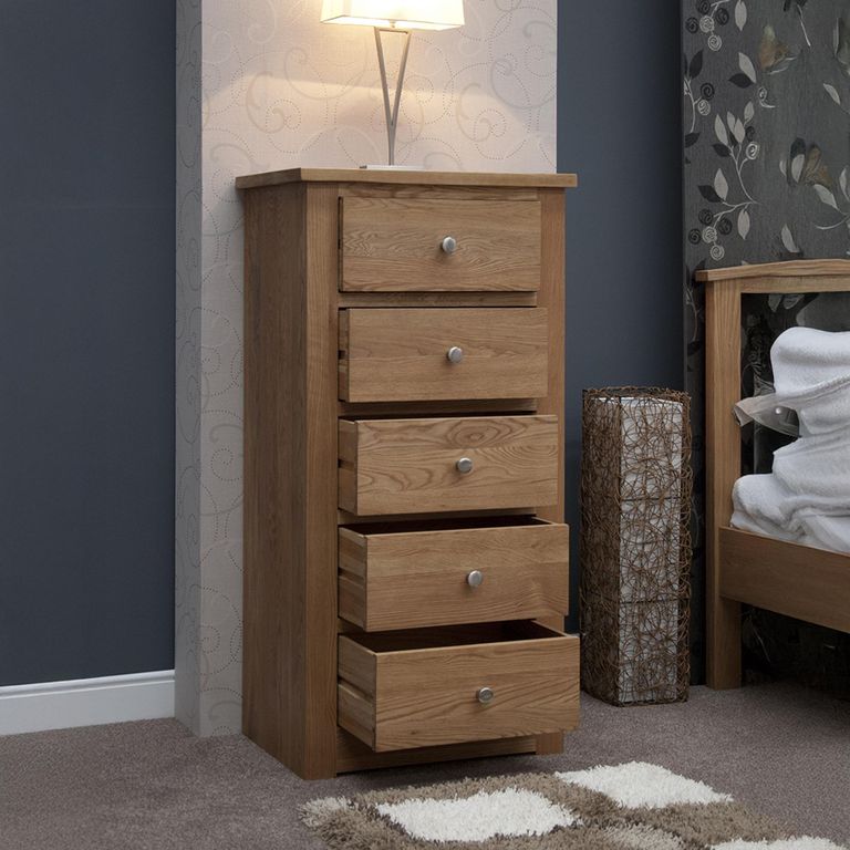 Torino Wellington Chest - 5 Drawer - Oak