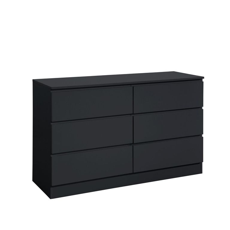 Oslo Wide Chest - 6 Drawer - Black