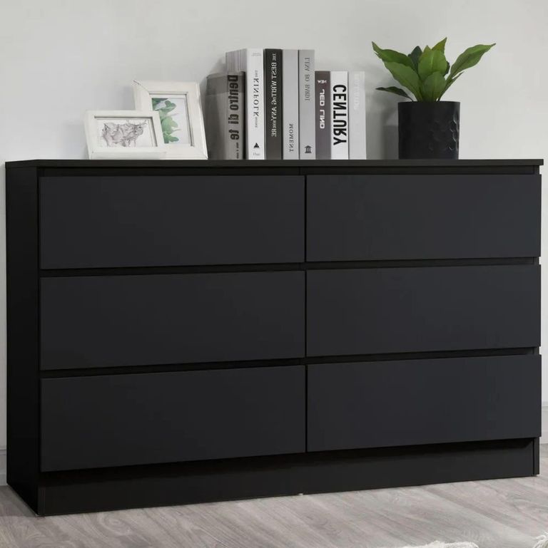 Oslo Wide Chest - 6 Drawer - Black
