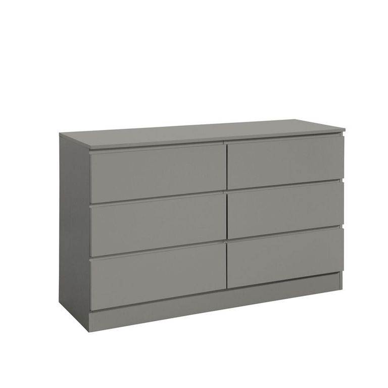 Oslo Wide Chest - 6 Drawer - Grey