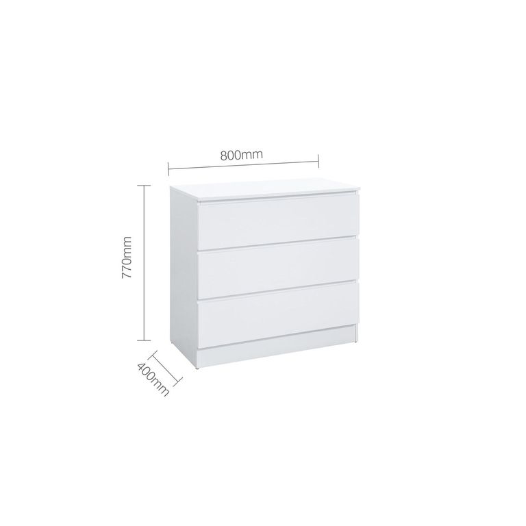 Oslo Small Chest - 3 Drawer - White