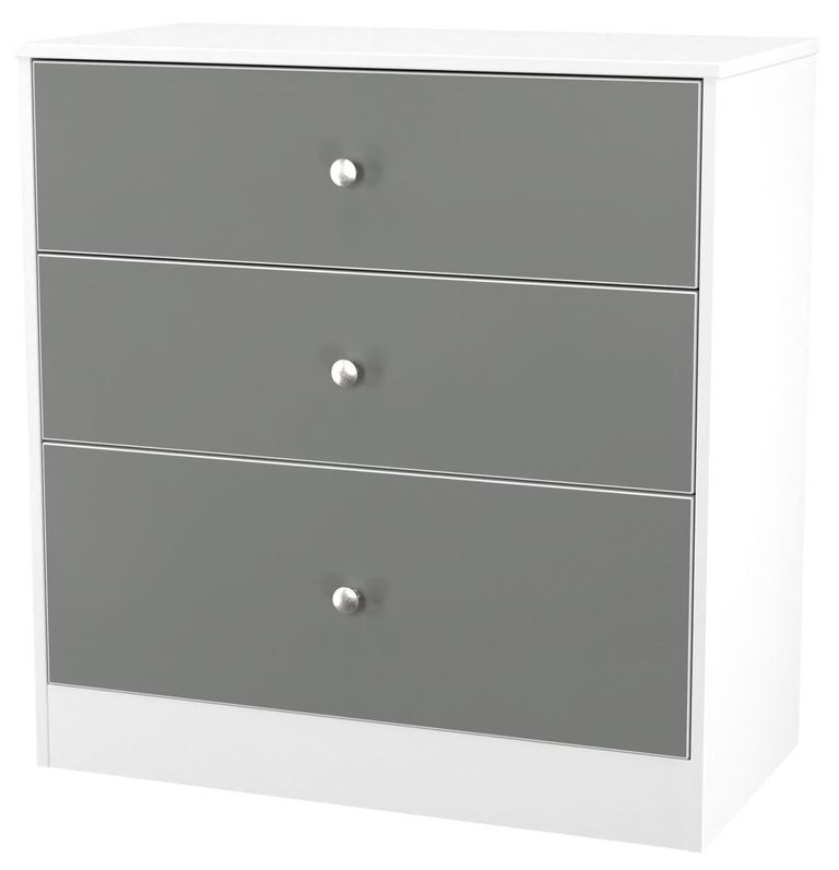 Padstow Grey and White 3 Drawer Deep Chest