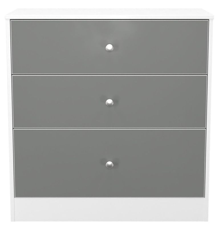 Padstow Grey and White 3 Drawer Deep Chest