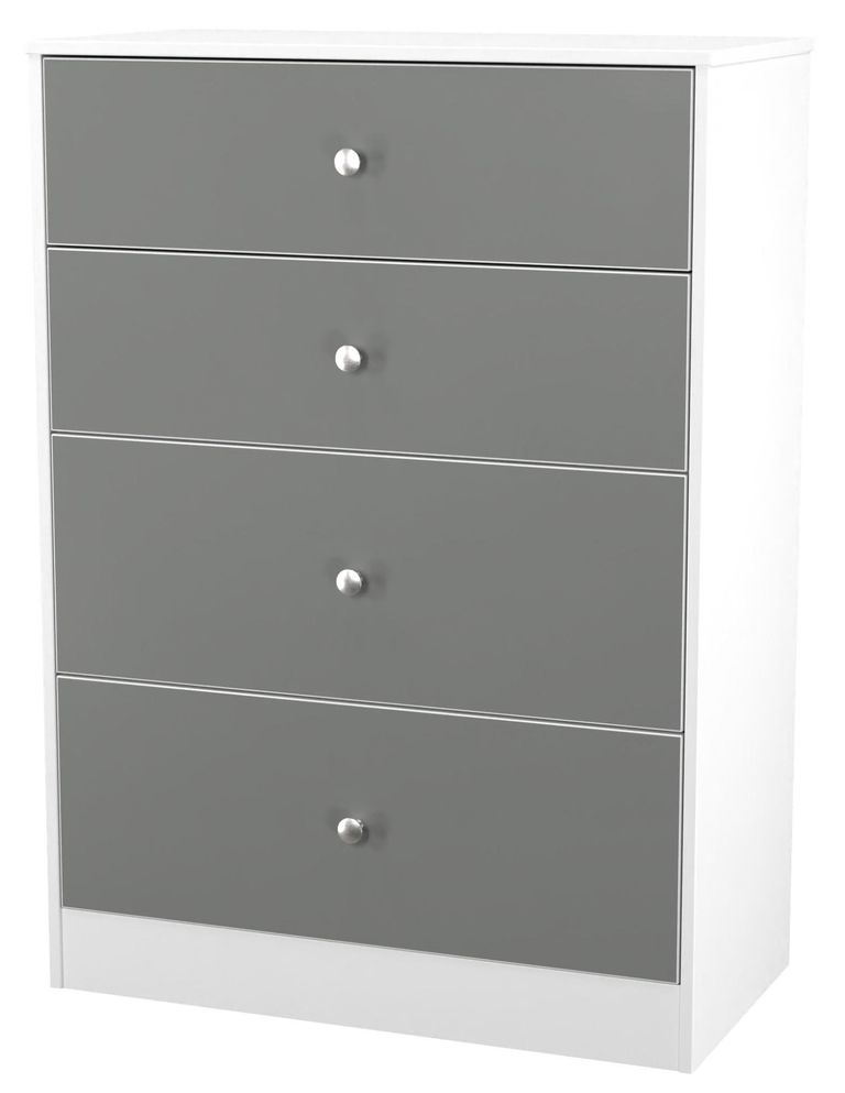 Padstow Grey and White 4 Drawer Deep Chest