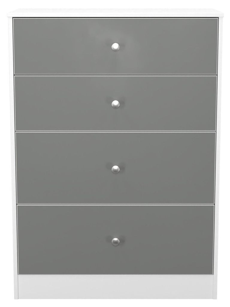 Padstow Grey and White 4 Drawer Deep Chest