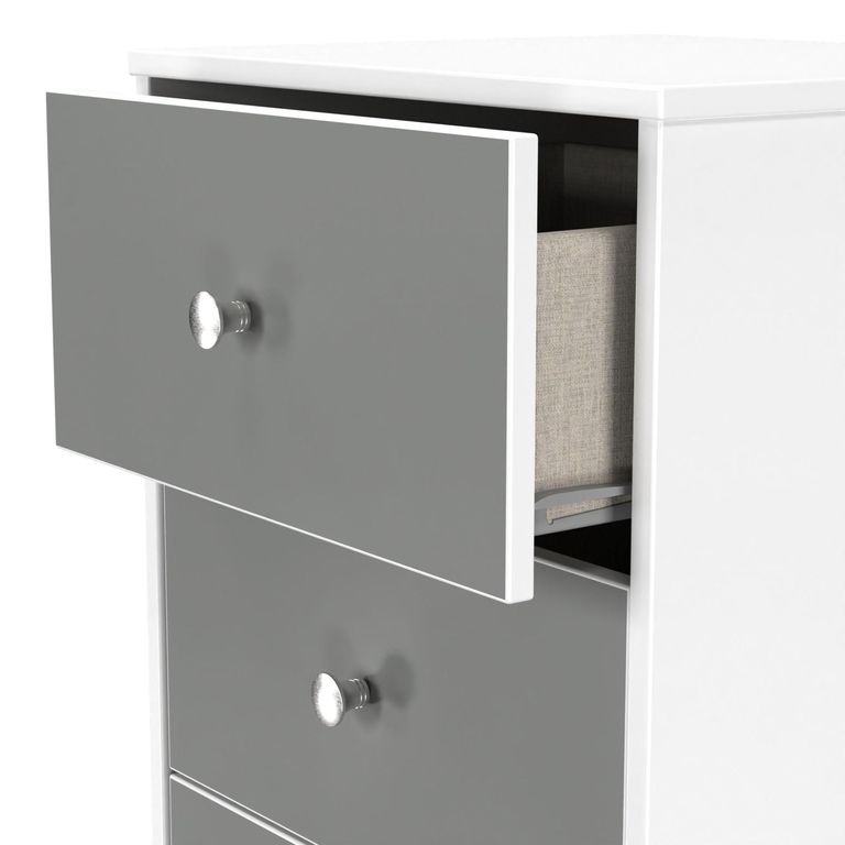 Padstow Grey and White 5 Drawer Narrow Chest